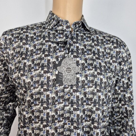 Luchiano Visconti Other - Visconti Black Button Up Flip Cuff Long Sleeve Shirt Men's Size S Black White (8